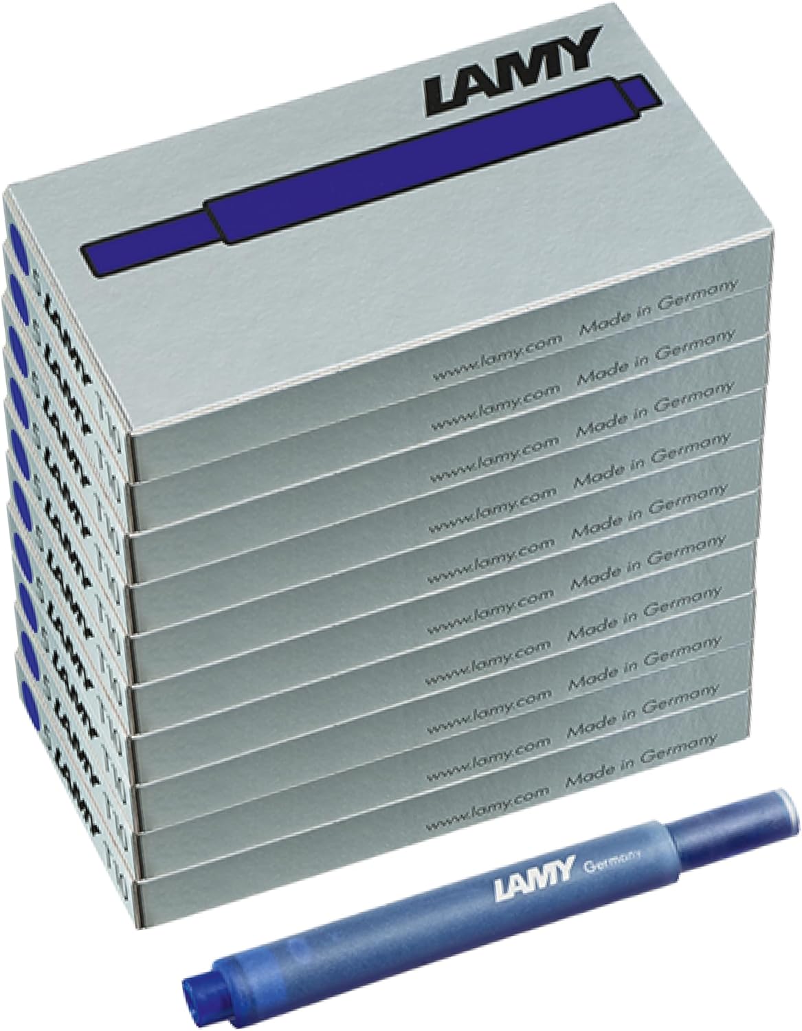 LAMY T10 Set of 10 erasable Ink cartridges with Large Ink Capacity - Suitable for All Lamy Fountain Pen Models - Contents 1.25 ml per Cartridge - 5 Pieces per Pack - Ink Color Blue