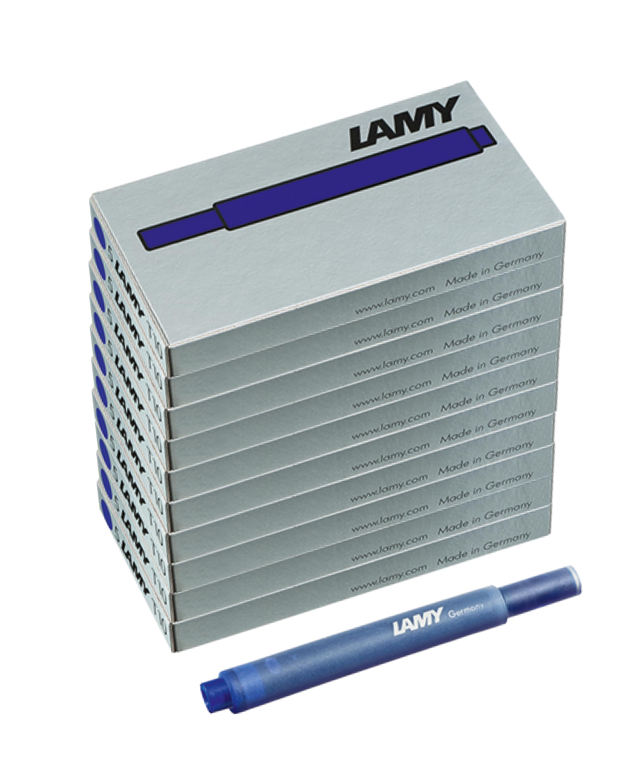 LAMY T10 Set of 10 erasable Ink cartridges with Large Ink Capacity - Suitable for All Lamy Fountain Pen Models - Contents 1.25 ml per Cartridge - 5 Pieces per Pack - Ink Color Blue