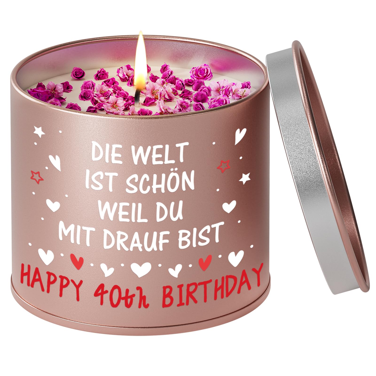 PRSTENLY 40 Geburtstag Frauen, Geburtstagsgeschenk für Frauen, Kerze aus Metall Geschenke zur Geburt für Frau Freundin Mama Schwester Tochter, Beste Freundin Geburtstag Geschenk