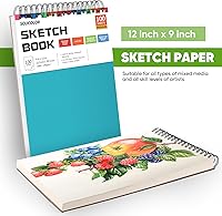 Vista 6 de Soucolor Suministros Escolares Cuaderno de bocetos de 9 x 12 pulgadas para profesor y estudiante de secundaria, paquete de 1 cuaderno de bocetos
