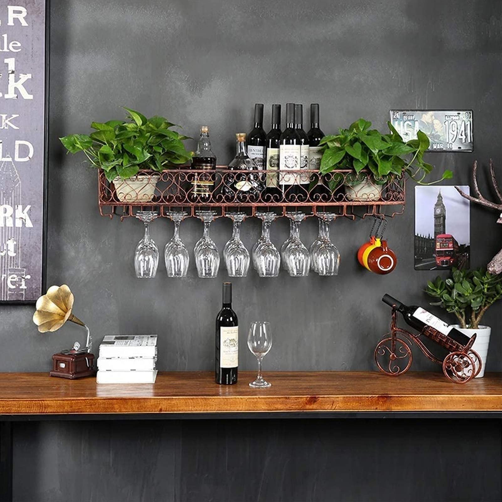 Casier à vin mural pour gagner de la place, étagère de rangement pour verre et bar