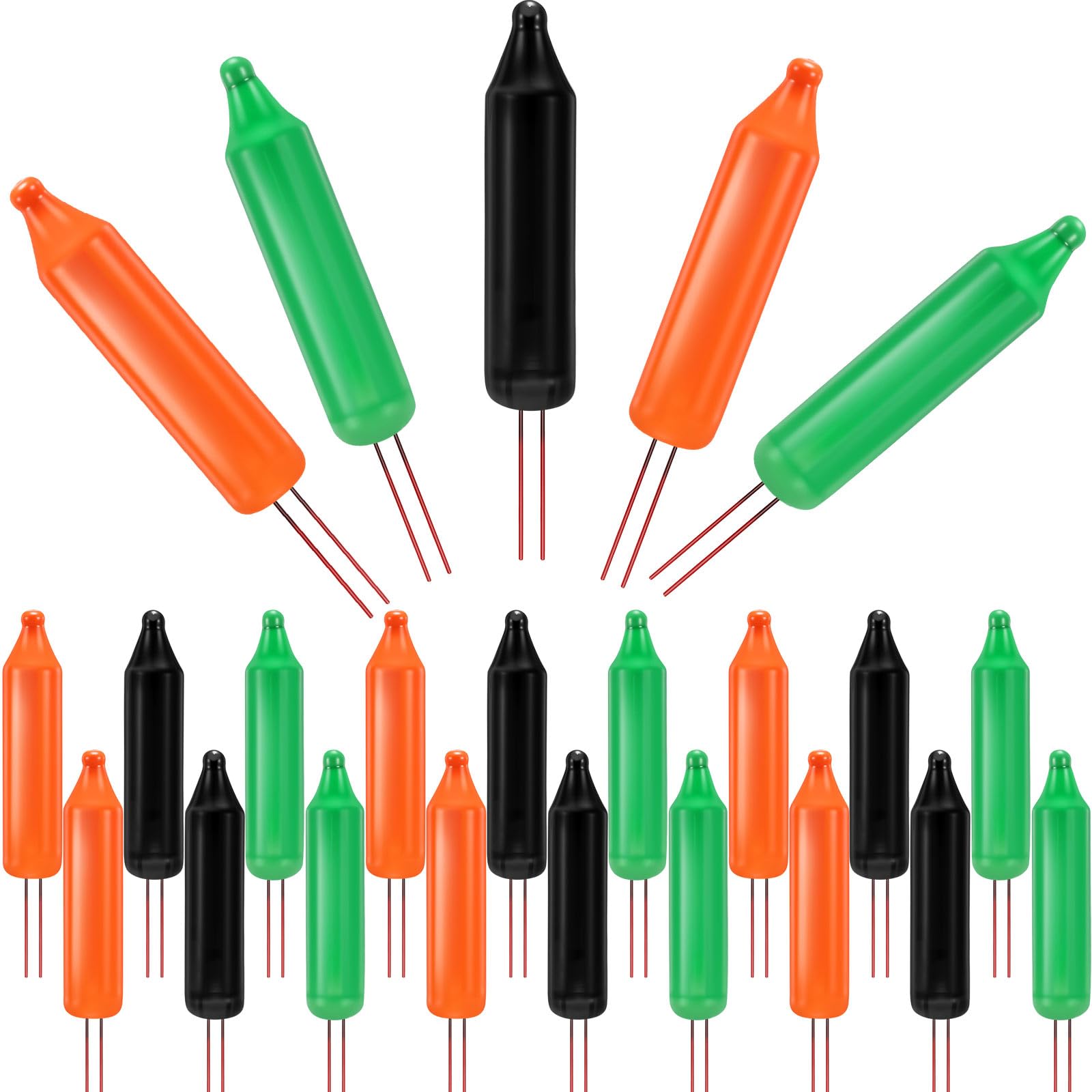 Mudder 500 Pcs Mini Christmas 2.5 Volt Replacement Light Bulbs for Christmas Trees Decorative Light Supplies Indoor Outdoor Xmas Decor, 0.17 Ampere, 0.42 Watt(Green Orange Black)