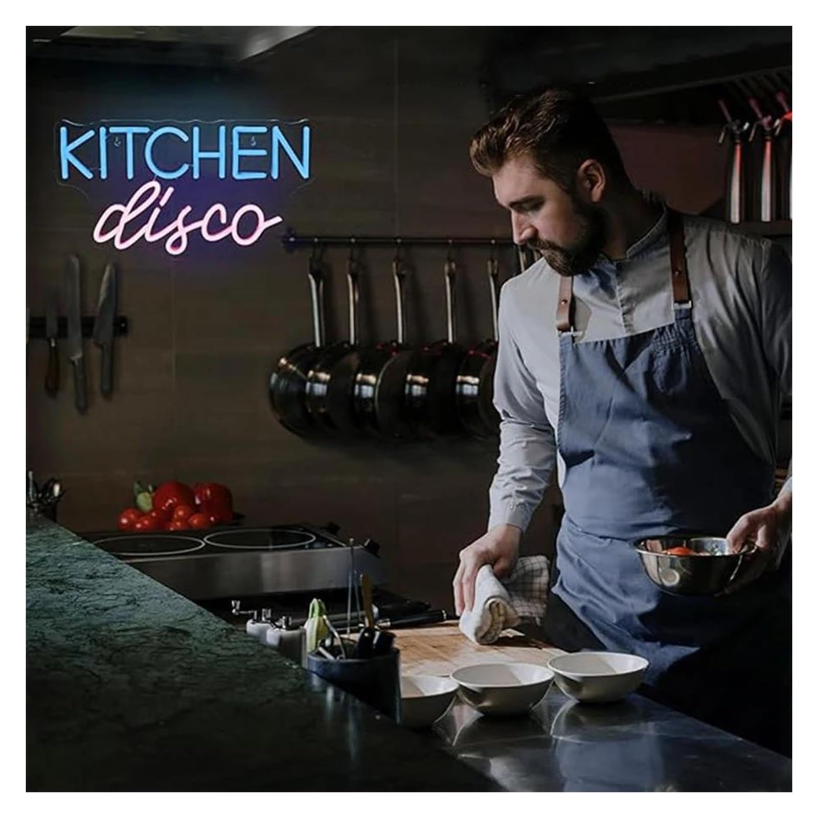 néon signe Enseigne Lumineuse Kitchen Disco À Intensité Variable, Alimentée Par USB, Pour Bar, Cuisine, Café, Restaurant, Fête, Décoration Murale, 41cmx22.5cm