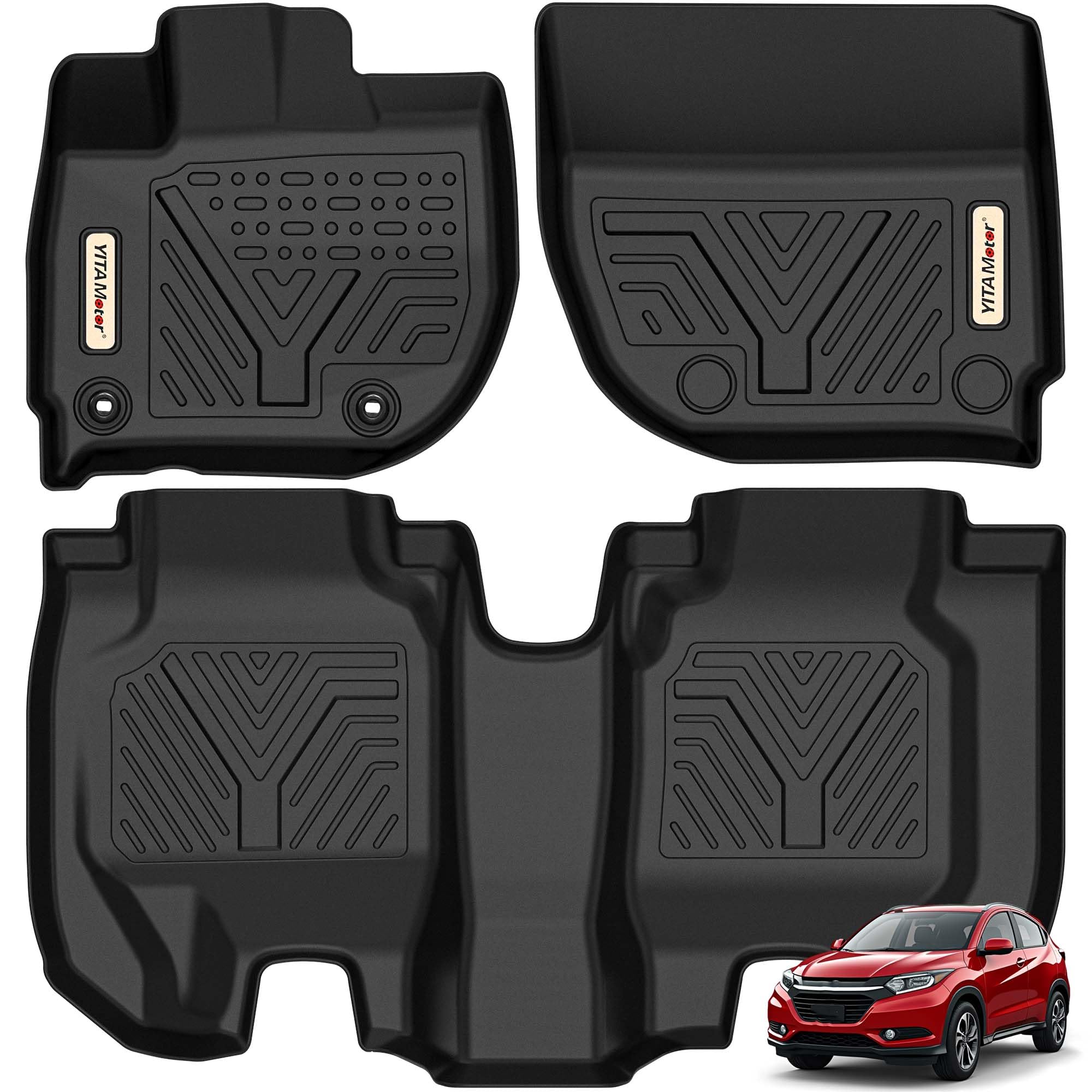YITAMOTOR Floor Mats for 2016-2022 Honda HRV Custom Fit All Weather HR-V Floor Liners Thickened TPR Rubber Mat