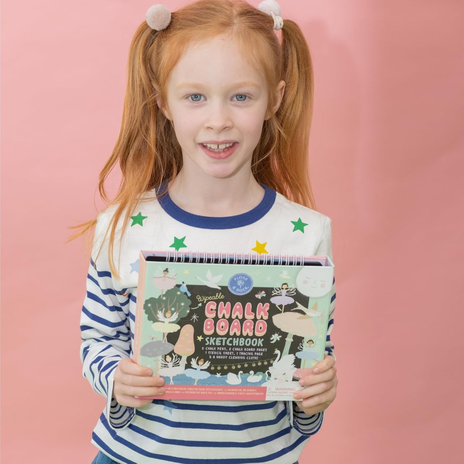 Floss & Rock Enchanted Chalkboard Sketchbook for Ages 3 and Up, 8.26-inch Length, Learning Materials