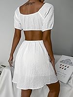 Vista 2 de Verdusa Vestido corto de manga corta con cuello en V profundo y corte lateral para mujer