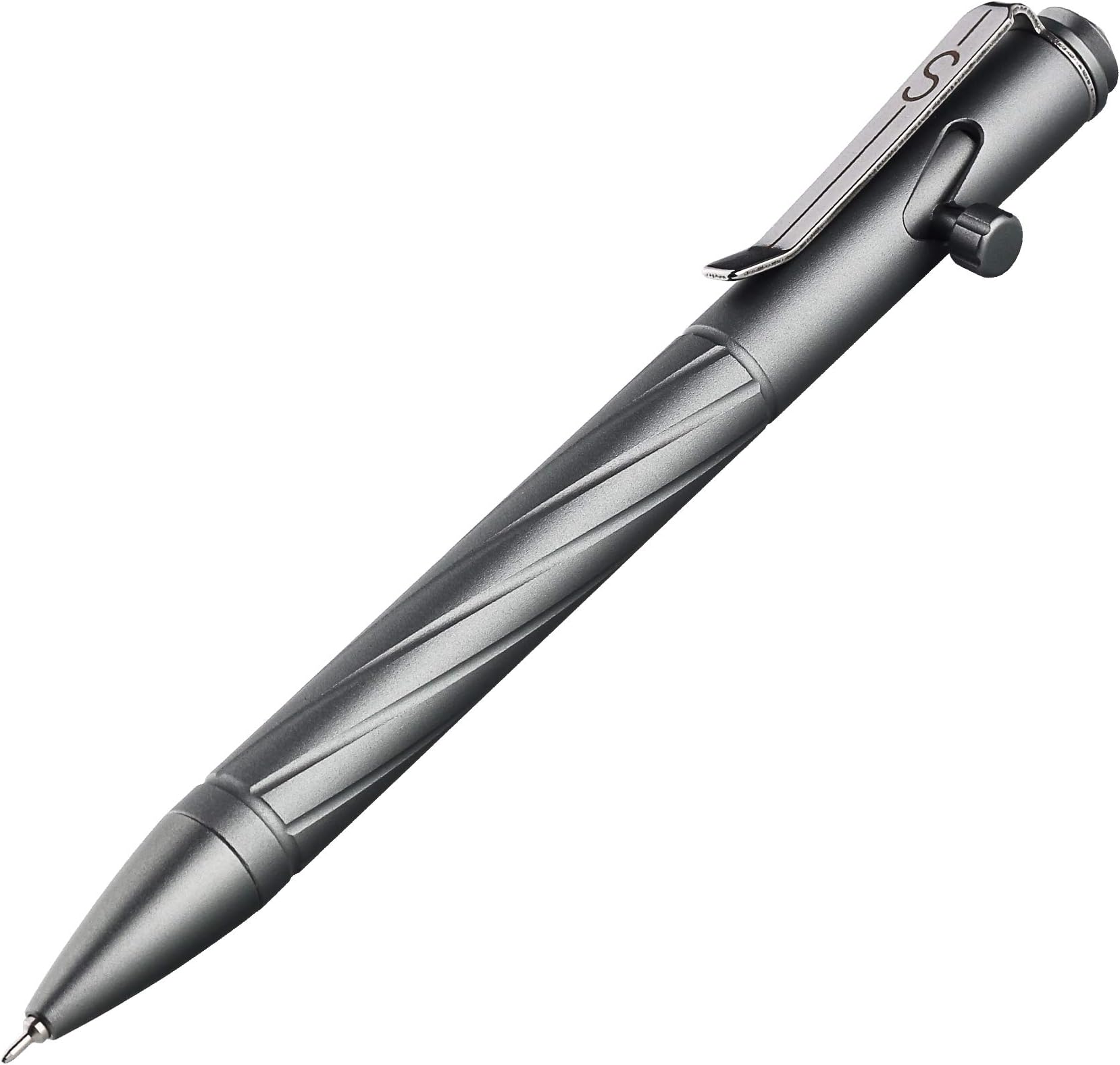 SMOOTHERPRO Premium Bolt Action Pen Compatible with Pentel Refill Durable Stainless Steel Clip Weight Balanced for EDC Signature Office School Business Color Gray (PTC051)