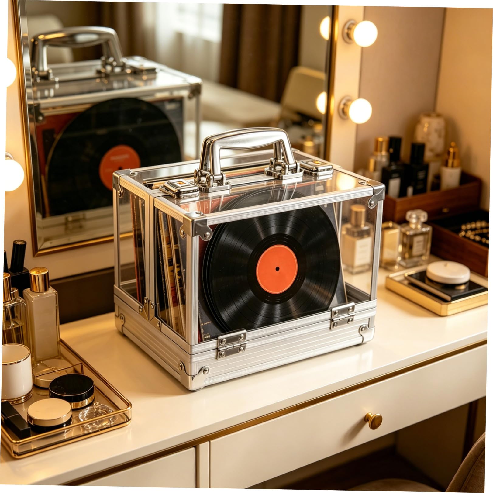 Luxshiny Scatola di Conservazione per Dischi in Vinile e CD con Coperchio Trasparente Grande Capacità per Casa Contenitore per Album e Dvd Resistente