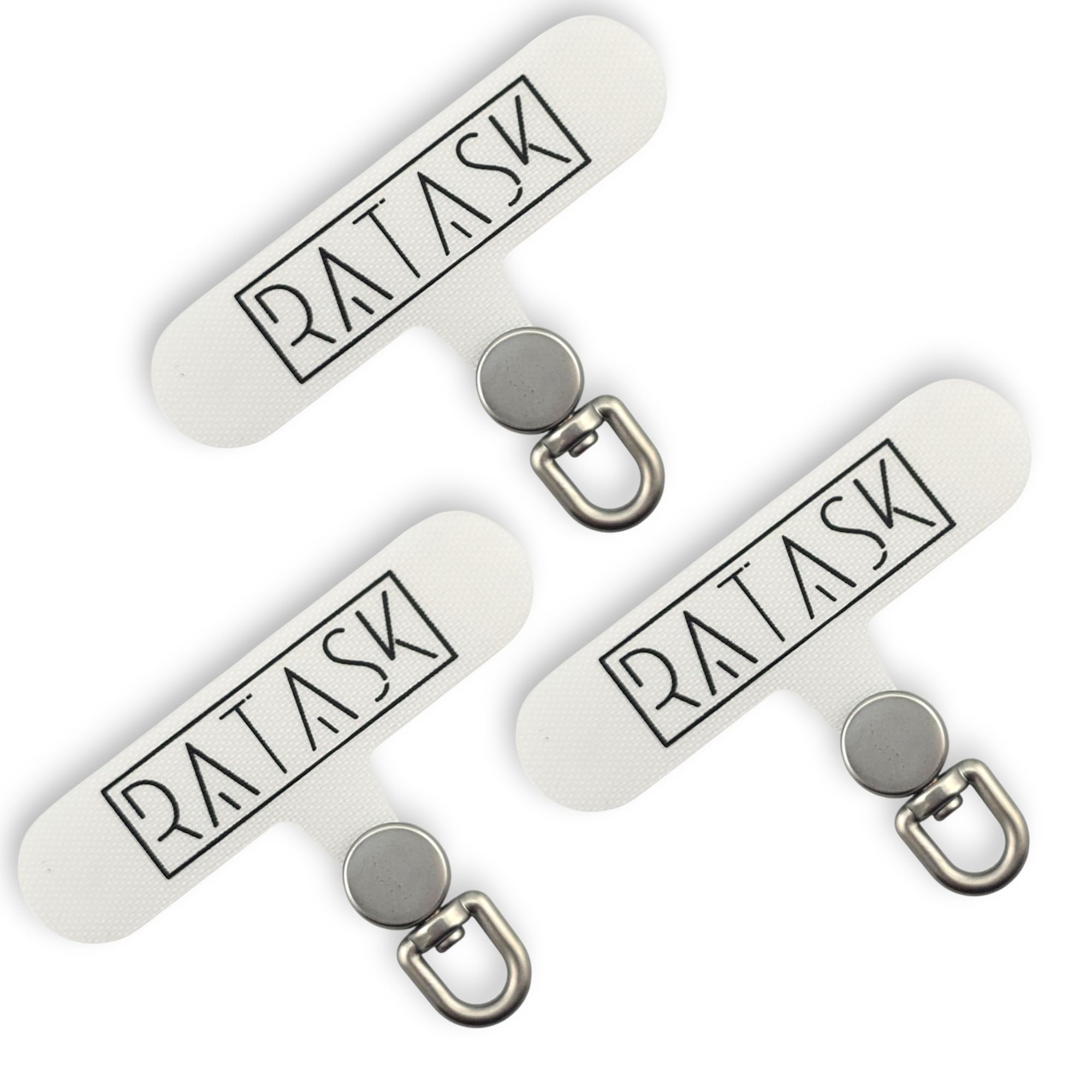 RATASK Tether Tab for Phone Lanyard, Mobile Phone Strap Tether Patch, Universal Tether Patch, Durable Metal or Soft Fabric Option, Pack of 3 (Deluxe Fabric, White)