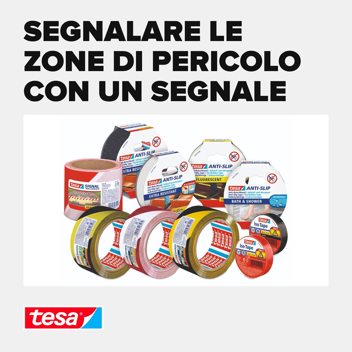 tesa® Signal Premium Nastro da Segnalazione, 66m x 50mm, Giallo/Nero
