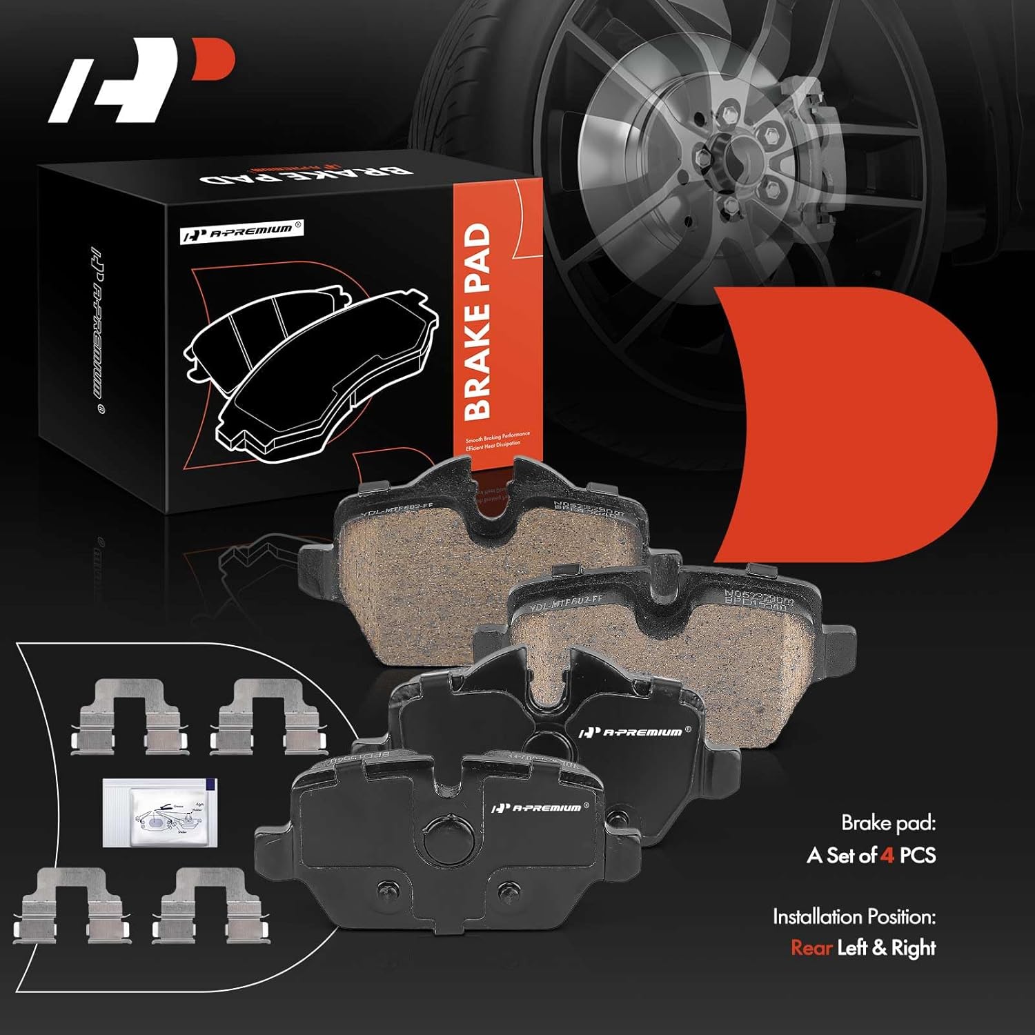 A-Premium Rear Ceramic Brake Pads Set Compatible with Mini Cooper Countryman 2011-2016, Cooper Paceman 2013-2016, 4-Pack