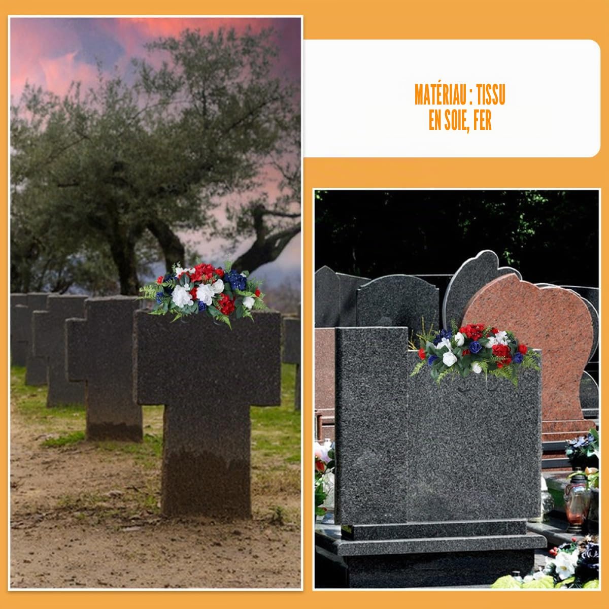 Fleurs Funéraires Artificielles pour Tombe, Décorations Commémoratives