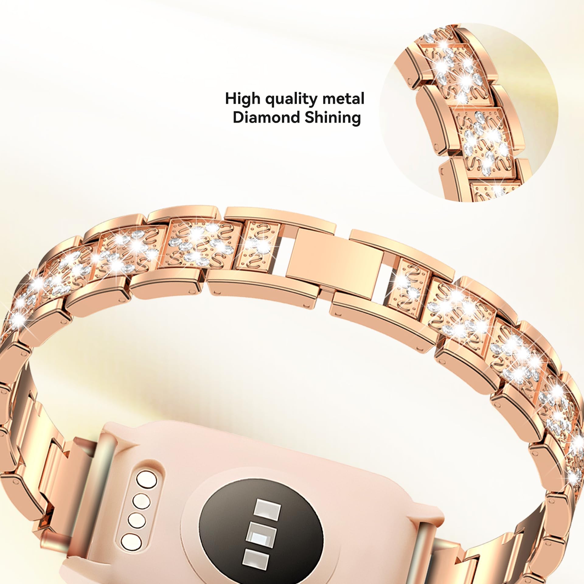 LYSANDRA Correas compatibles con Spade Co Health Smartwatch 4 para mujer, correa de repuesto fina de diamante brillante para Spade Co Health Smartwatch 4