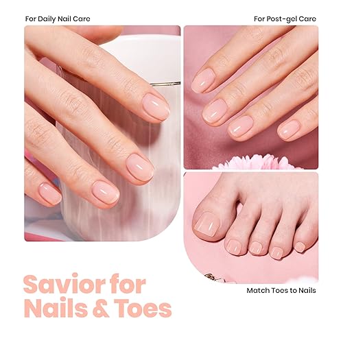 Miniatura 7 de Beetles Esmalte de uñas – Esmalte de uñas nude gelatina rosa corrector de uñas de secado rápido fortalecedor de uñas natural y tratamiento