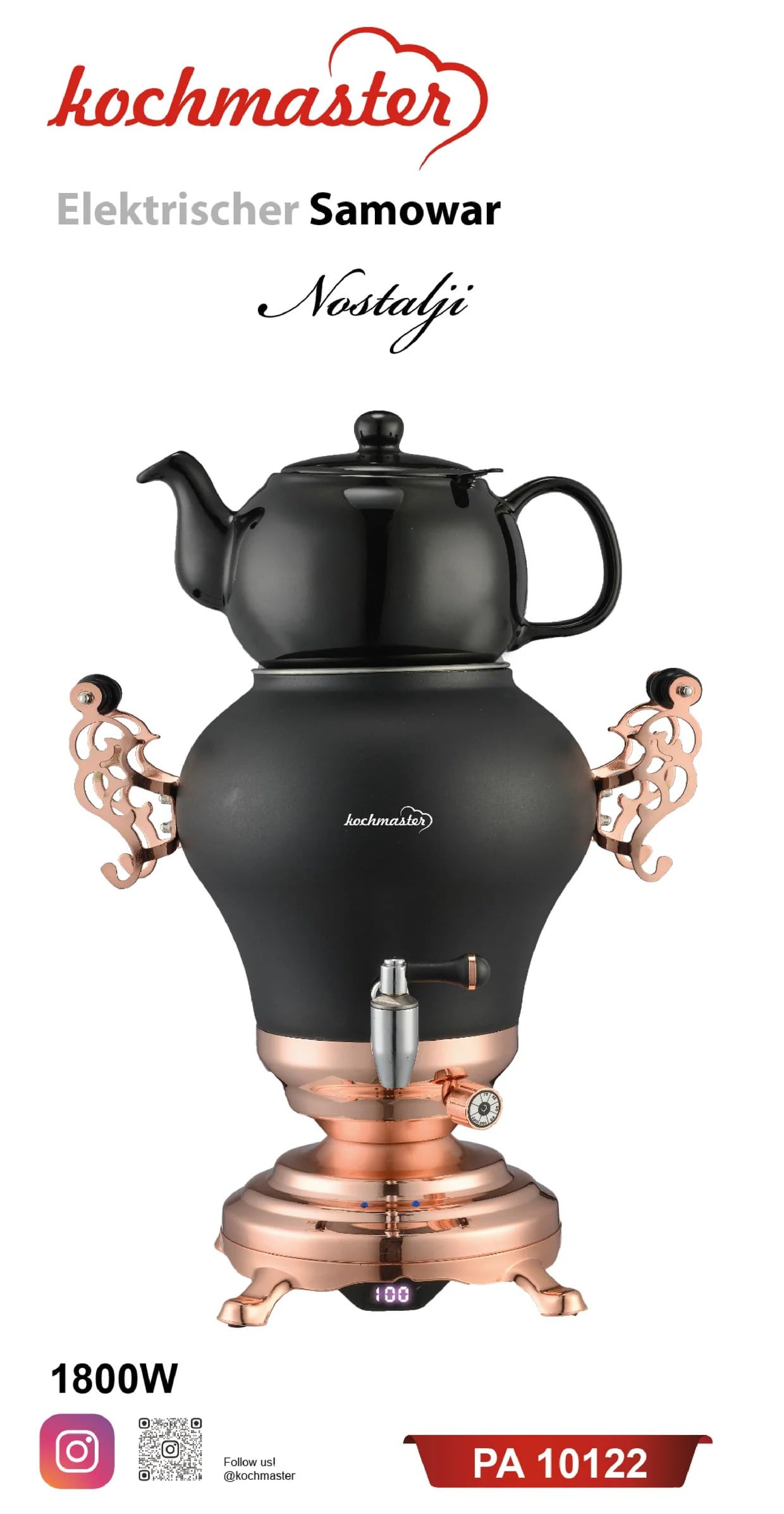 Nostaji Samoware Edelstahl, Teemaschine,Teekannen Set, 3.5L Türkische Teekanne, XXL Induktionsgeeignet Wasserkocher