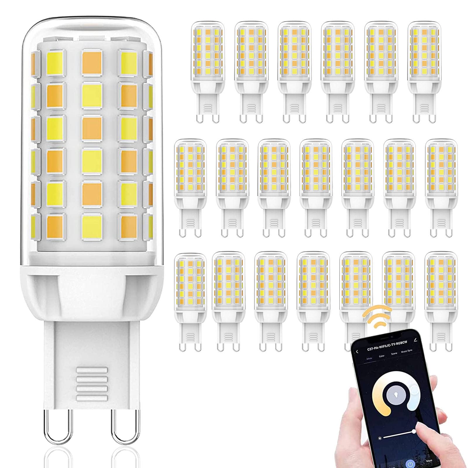 G9 LED Smart Leuchtmittel, Kompatibel mit Alexa und Google Assistant, App und Sprachsteuerung, WiFi LED-Leuchtmittel, Dimmbar, Timmbar Warmweiß bis Kaltweiß, 3 W (40 W Halogen Äquivalent) (20)