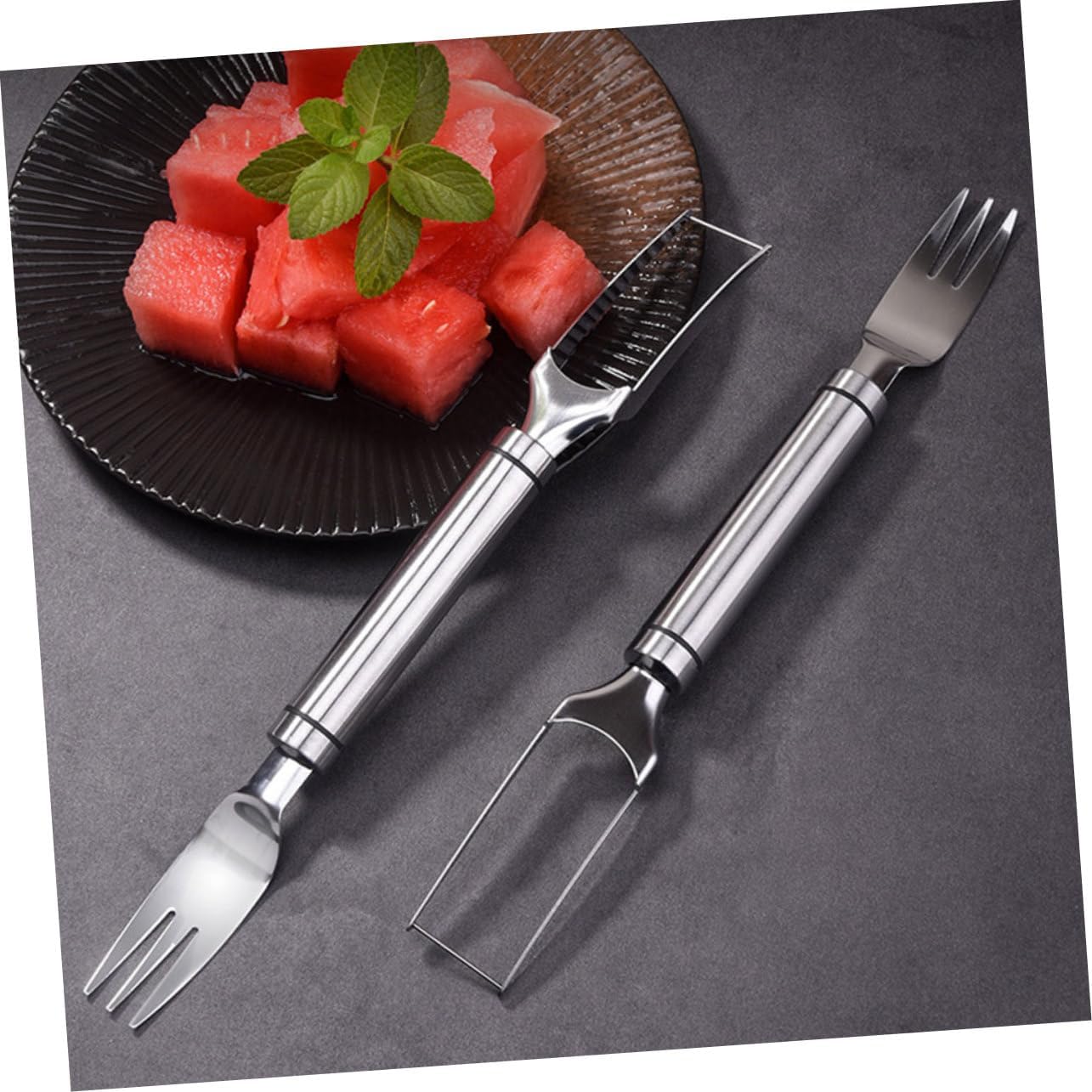 UKCOCO Watermelon Slicer Cutter Two in One Stainless Steel Fruit Tool