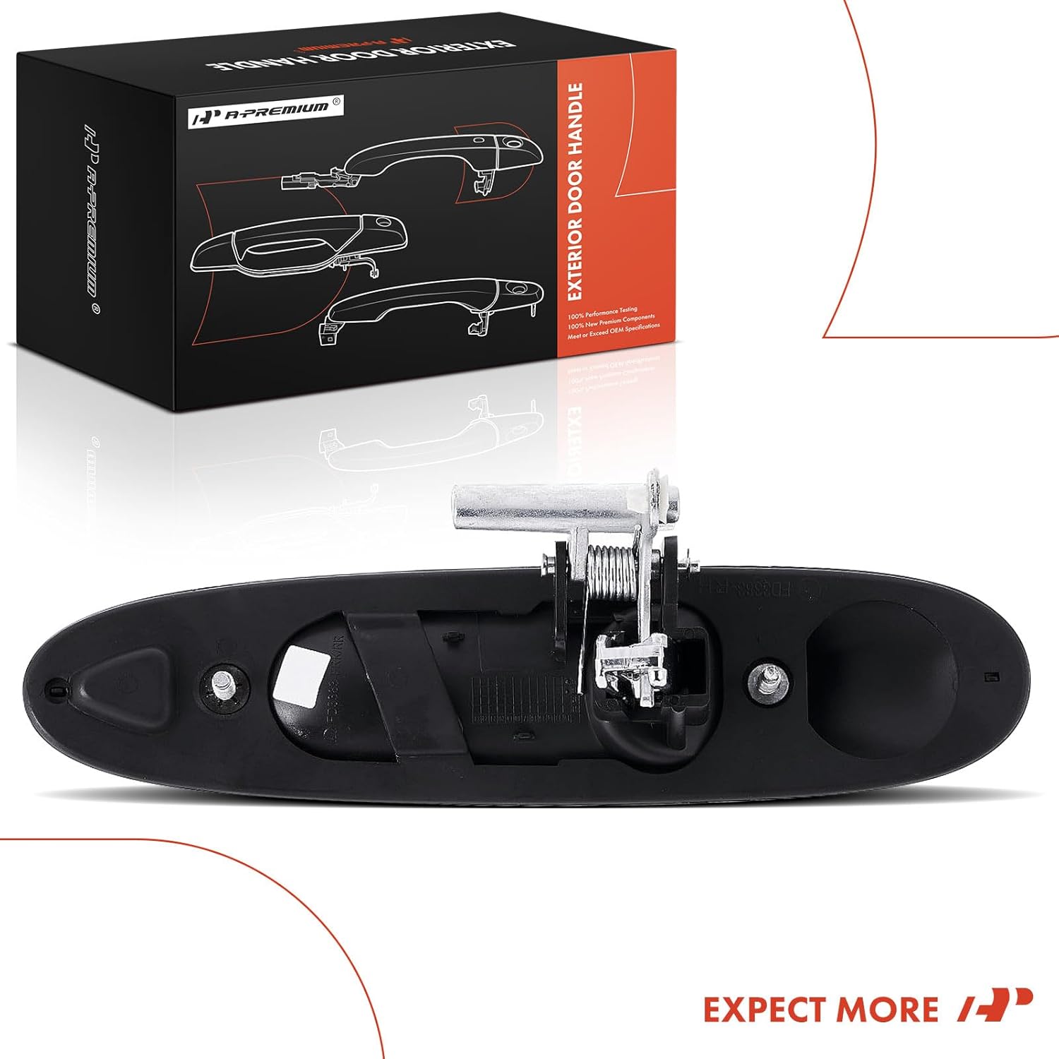 A-Premium Front Right Passenger Side Exterior Door Handle Compatible with Lincoln Town Car 2004-2011, Primed Black Housing with Chrome Lever, Replace# 6W1Z5422404AA