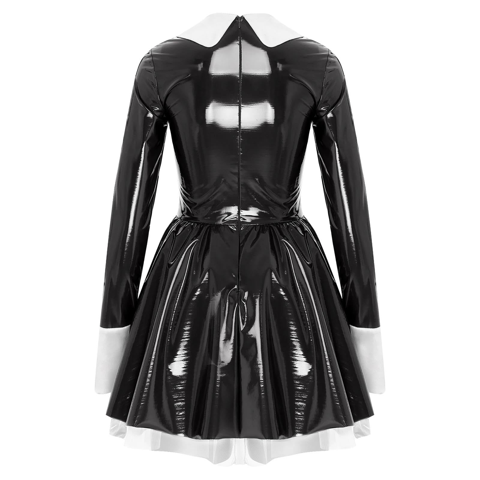 Sexy Mujer Transparente Dulce Vestido De Mucama Francés Disfraz De Cosplay Manga Larga Vestida De Línea