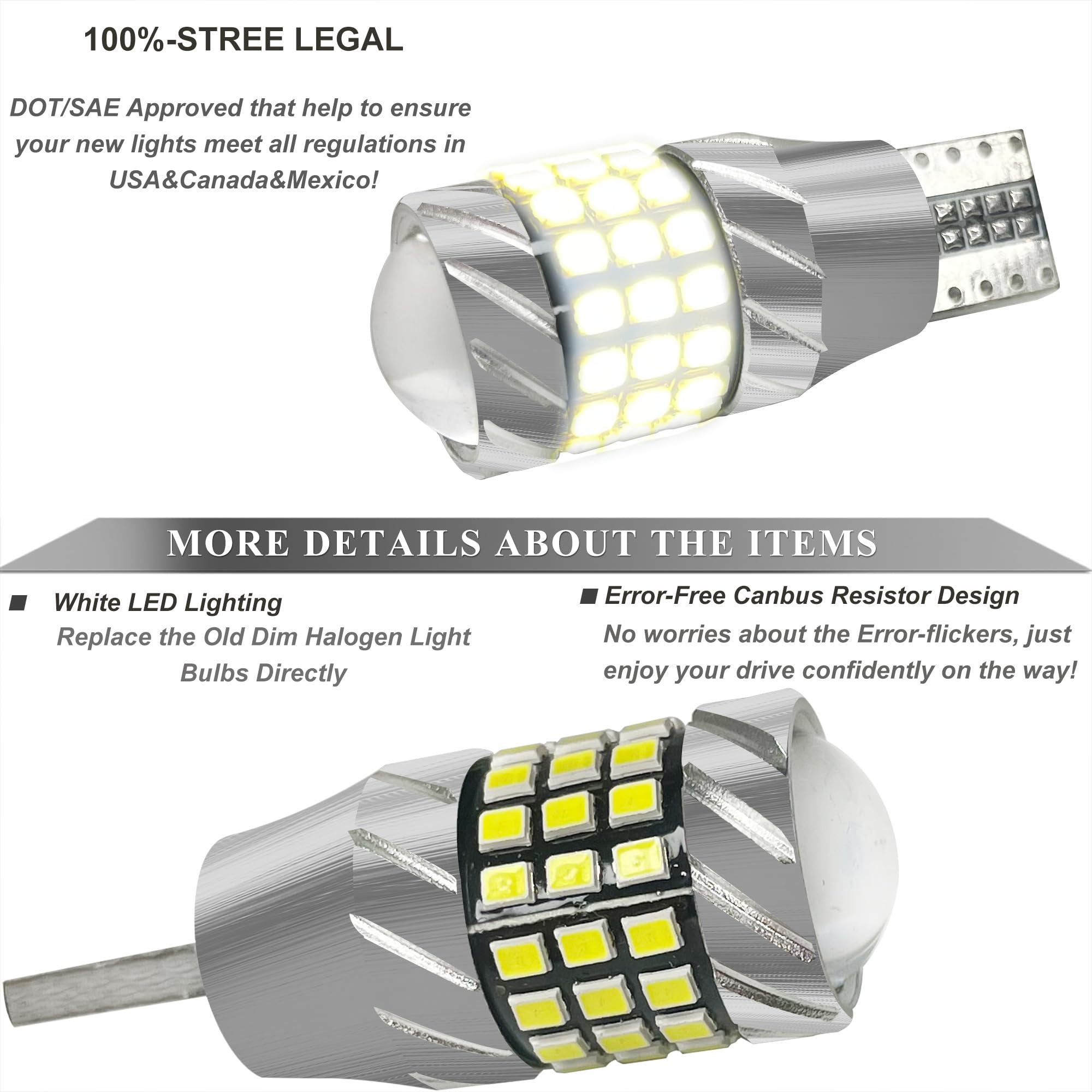 Gorromp White LED Reverse Light Bulbs for 2014-2024 Chevrolet/Chevy Silverado 1500 2500 3500 Rear Backup Babk Up Light High Mount Cargo Lamp Bulbs 12-24V/5W 3000K LED Lighting GM13503360