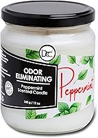 Dianne's Peppermint Odor Eliminating Candle - 95% Pet Smoke Food Odor Removal, 80-Hour Burn, 12oz Soy Blend