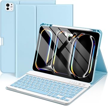 KBCASE Keyboard Case for iPad Pro 11 inch M5/M4 2025/2024, Light Blue