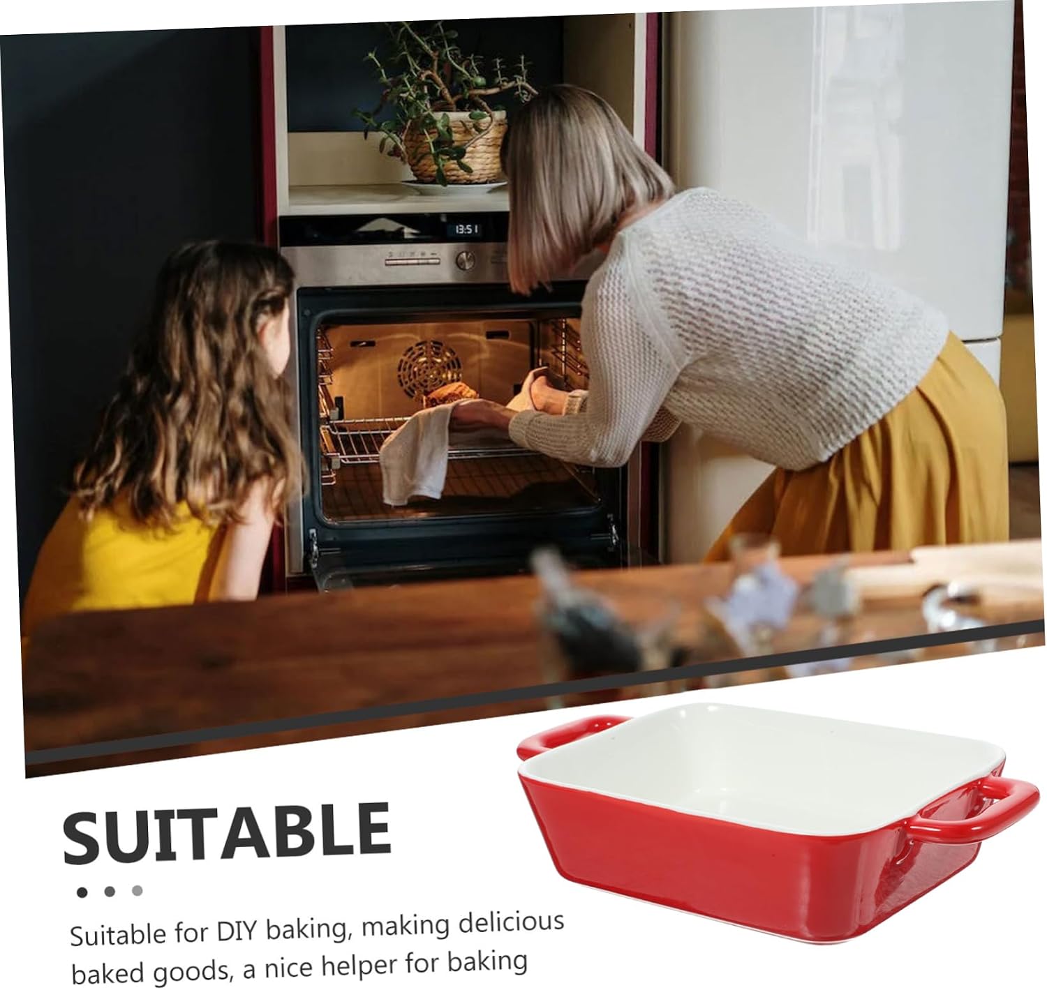 Unomor Baking Pan Ceramic Food Plate Individual Dishes Microwave Oven Bakeware