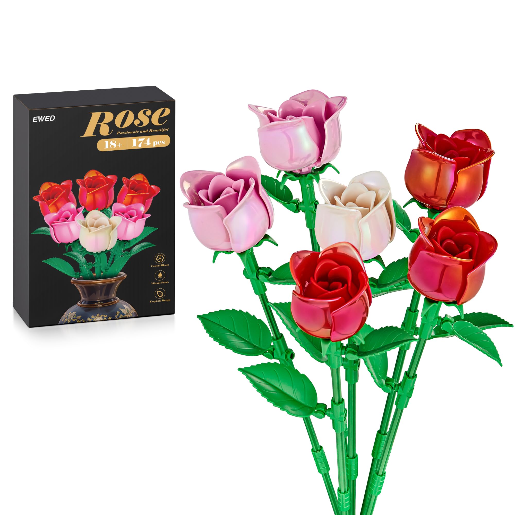 Amazon.com: EWED Rose Flower Building Set: Artificial Flowers