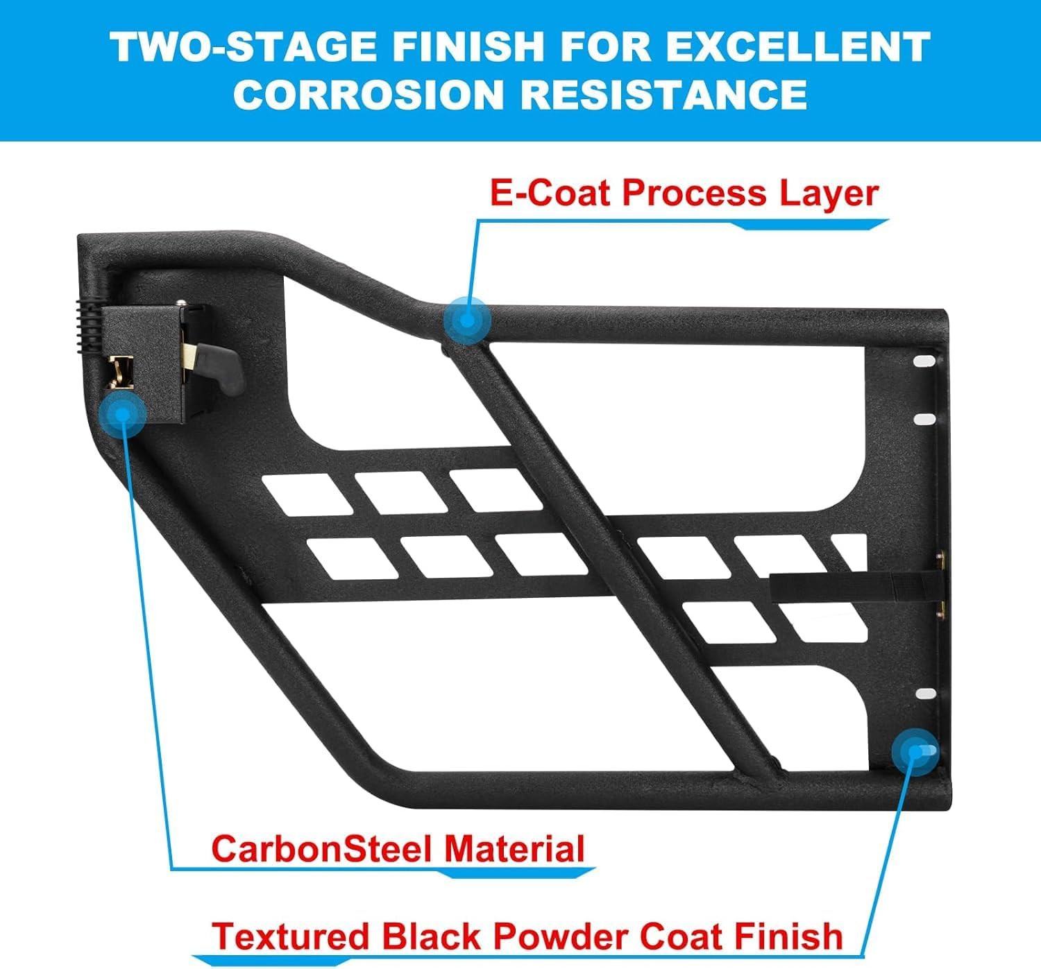 UYA Adjustable Tubular Doors with Military-Grade Mirrors Compatible with 2018-2024 Jeep Wrangler JL JLU 4-Door & Gladiator JT - Durable Steel, Easy Installation, Open-Air Experience