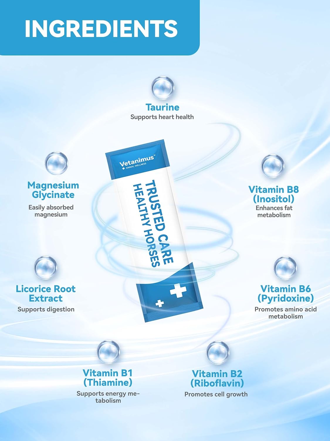 Horse Calming Support Powder – Helps Maintain Relaxed Behavior & Focus | Equine Taurine & Magnesium Blend | 30-Day Supply