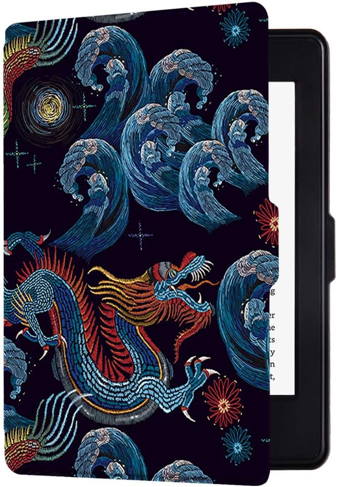 Huasiru Case for Kindle Paperwhite Gens Prior to 2018 (Model No. DP75SDI & EY21) Cover with Auto Wake/Sleep — Will Not Fit Paperwhite 10th/11th Gen, Black Dragon
