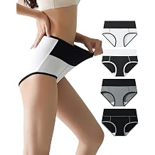 Women's Cotton Underwear High Waisted Stretch Briefs Full Coverage Ladies Panties 4 Pack