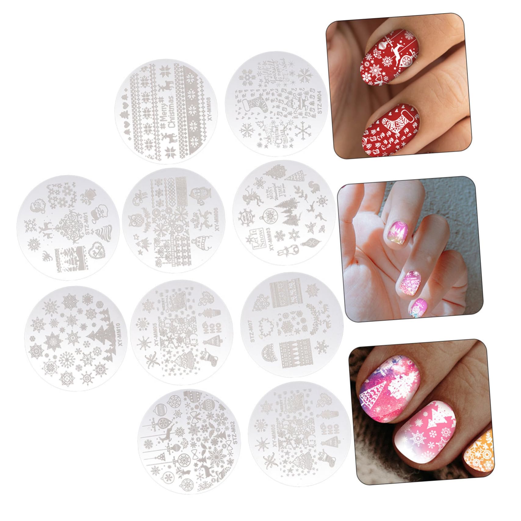 Healeved 3 Set Di Stamping Per Nail Art Natalizio Stamper Per Nail Art Piastre Per Stamping Per Manicure Modelli Per Stamping 10 Pezzi * 3