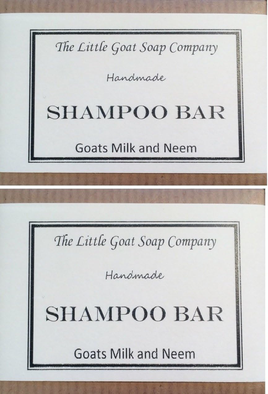 The Little Goat Soap Company 2 x Shampoo Bar - Goats Milk and Neem Oil 100G. Eczema, Psoriasis, Seborrhoeic Dermatitis.