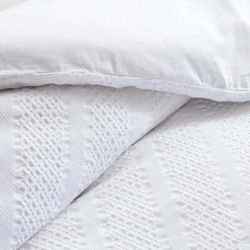 Miniatura 3 de Bedanu Juego de funda de edredón tamaño Queen, funda de edredón 100% algodón, 3 piezas, color blanco roto, juego de ropa de cama suave de lujo, 1