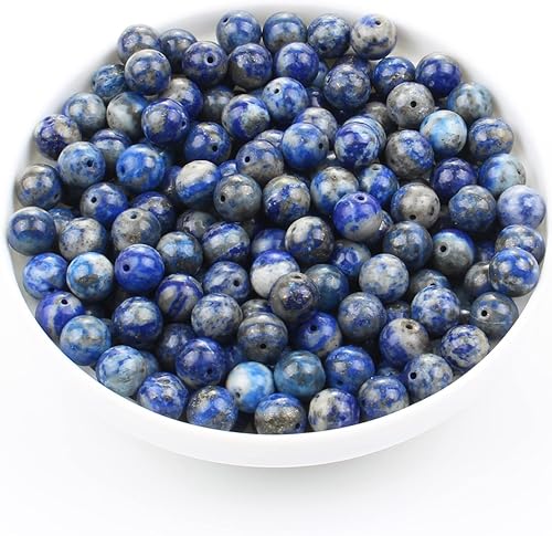 Miniatura 3 de Cuentas de piedra natural de lapislázuli, cuentas redondas sueltas de piedra natural para hacer pulseras, collares, joyas (lalpis lazuli,