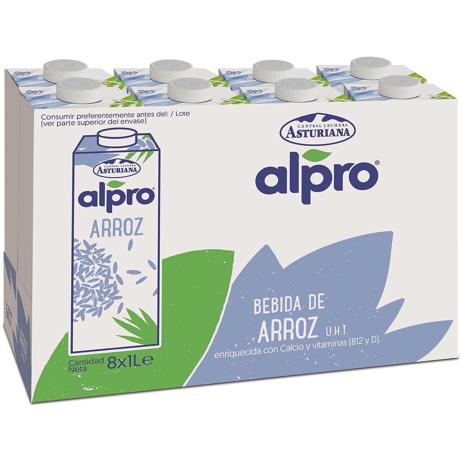 Alpro Central Lechera Asturiana Bebida De Arroz 100% Vegetal Proteínas Veganos Pack 1L 8 Unidad