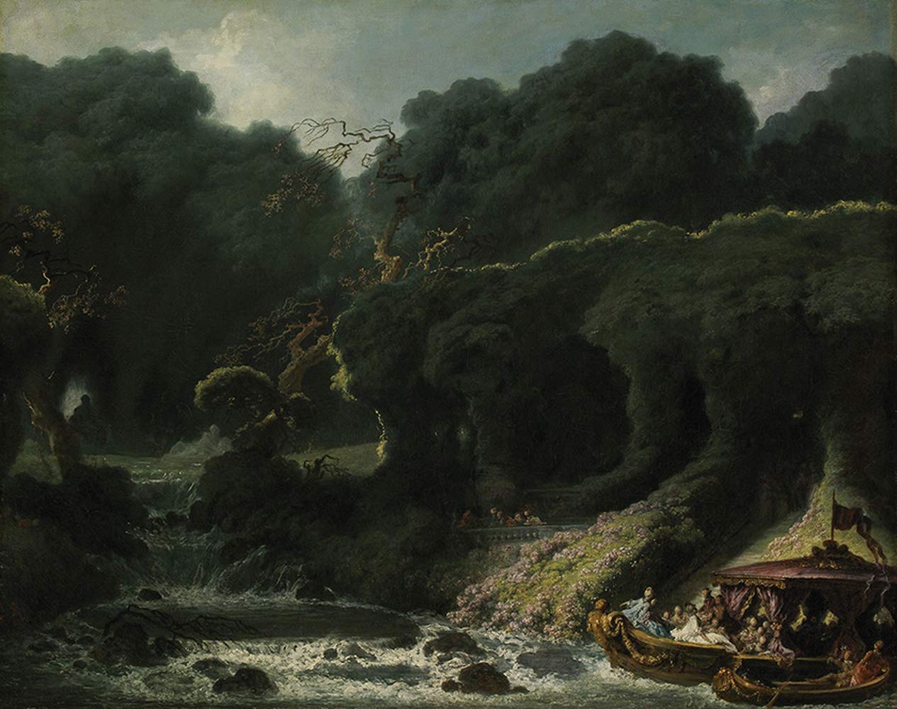 WONDERFULITEMSThe Island of Love Forest Venetian Boat with Elegant People Cavern Cascate Sensual Fantasy Painting by Jean-Honoré Fragonard 11" X 14" Image Size Print Repro on Matte Paper