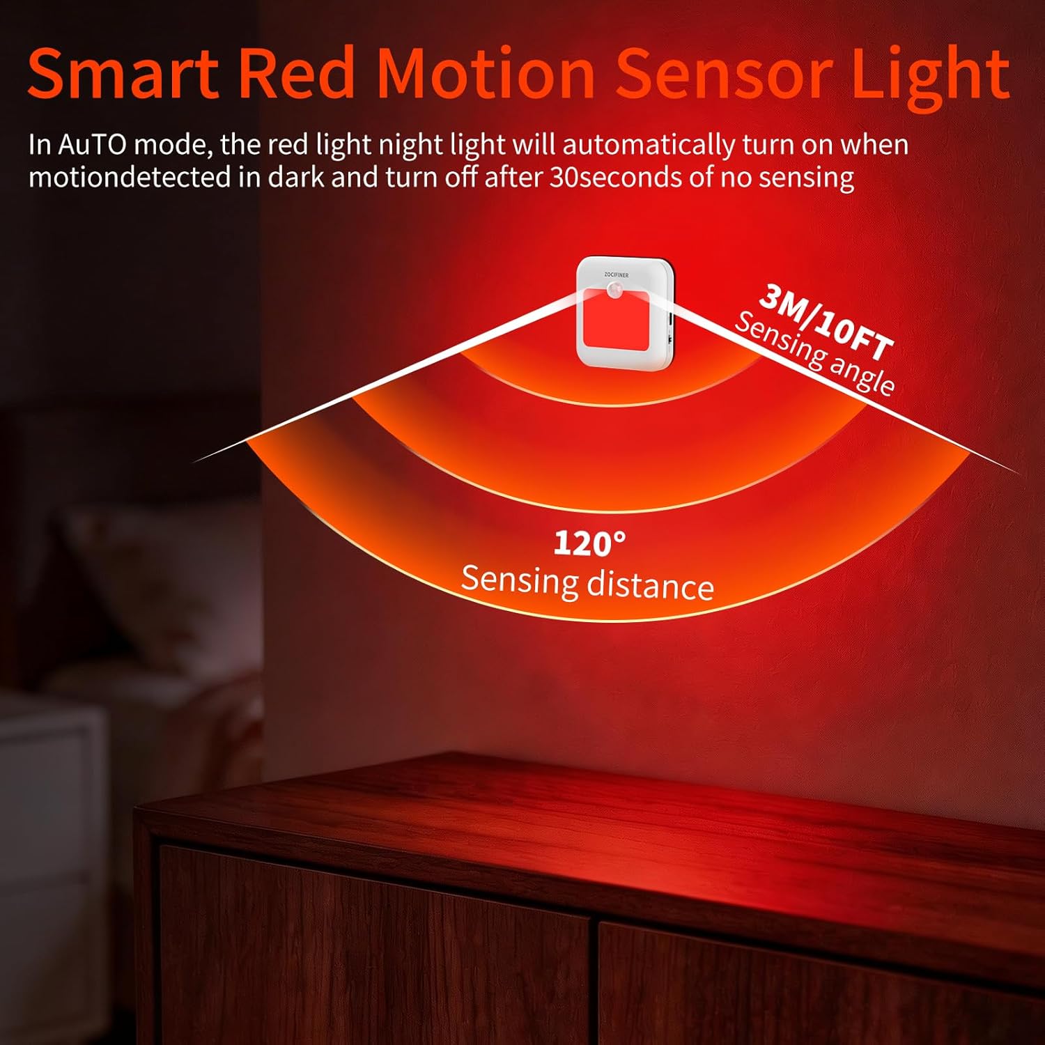 Red Light Motion Sensor Night Lights Rechargeable Battery Red Light Stick-on Magnetic Red Lights Sleep Aid Red Night Light for Bathroom, Bedroom, Hallway, Kids Room, Camping, 4 Pack