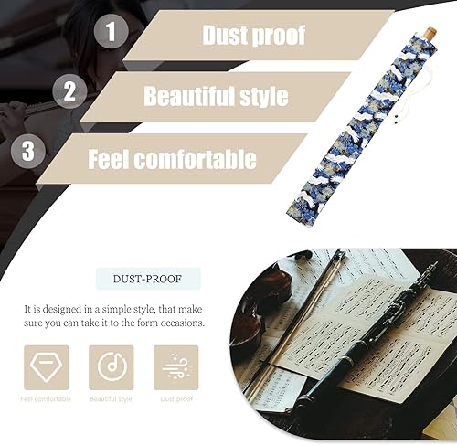 Miniatura 3 de EXCEART Bolsa de flauta - Funda de algodón azul para flauta - Estilo simple - Protege los instrumentos musicales - 32.3x2.4x2.4 in