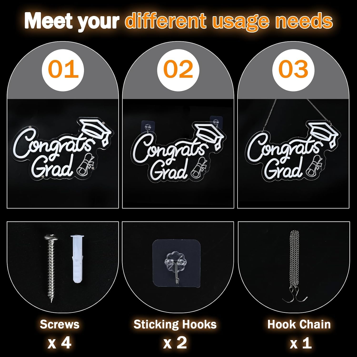 FRAMICS Congrats Grad Neon Sign 10 Adjustable Brightness 2026 Graduation Decorations Lighted Congrats Grad Sign with 9.8 FT USB Power Cord Warm White LED Graduation Sign for Wall Decor Party Backdrop