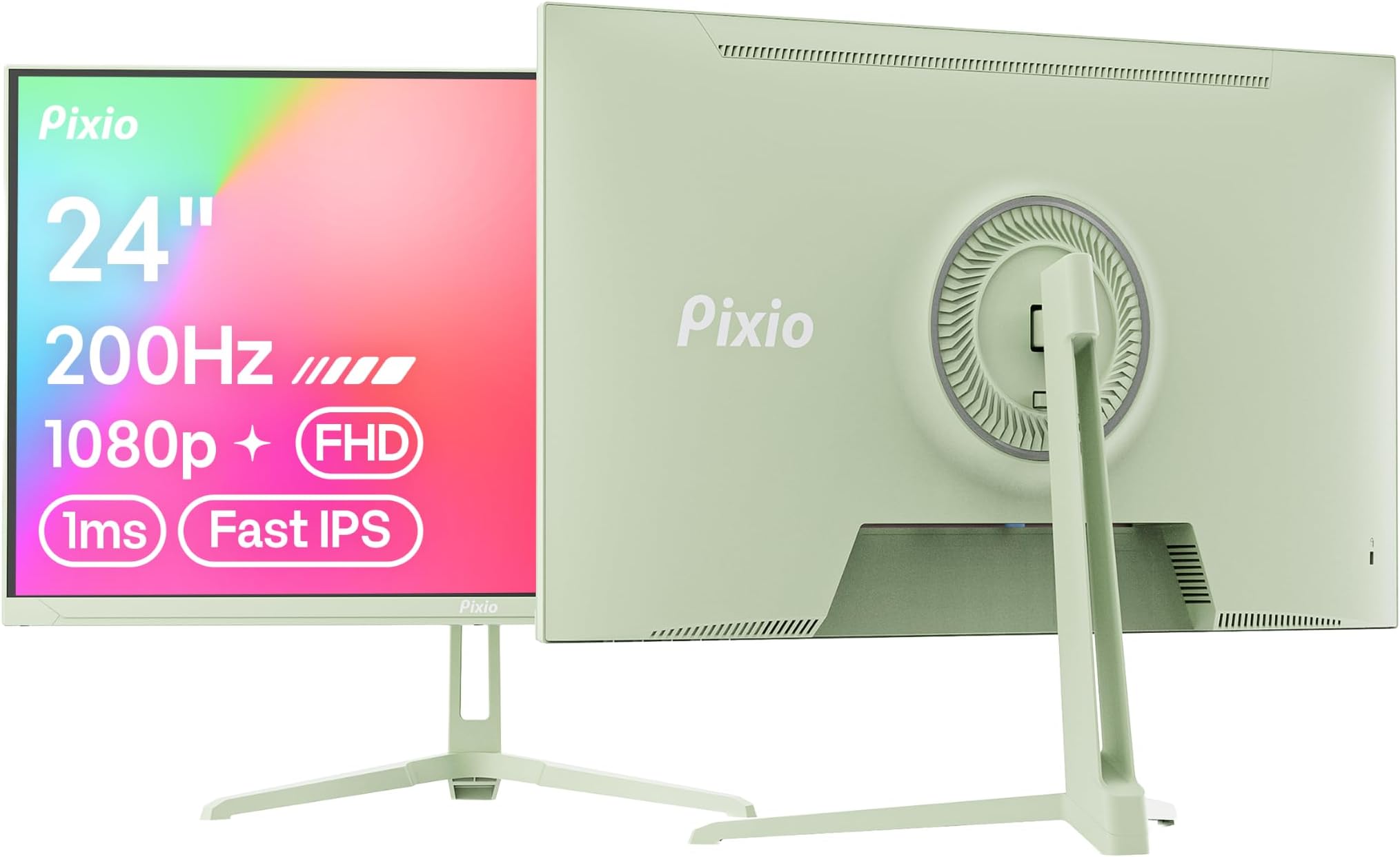 Pixio PX248 Wave Mint Green 24 inch 200Hz Refresh Rate FHD 1080p Resolution Fast IPS Panel 1ms GTG Response Time Built-in Speakers Gaming Monitor with Adaptive Sync