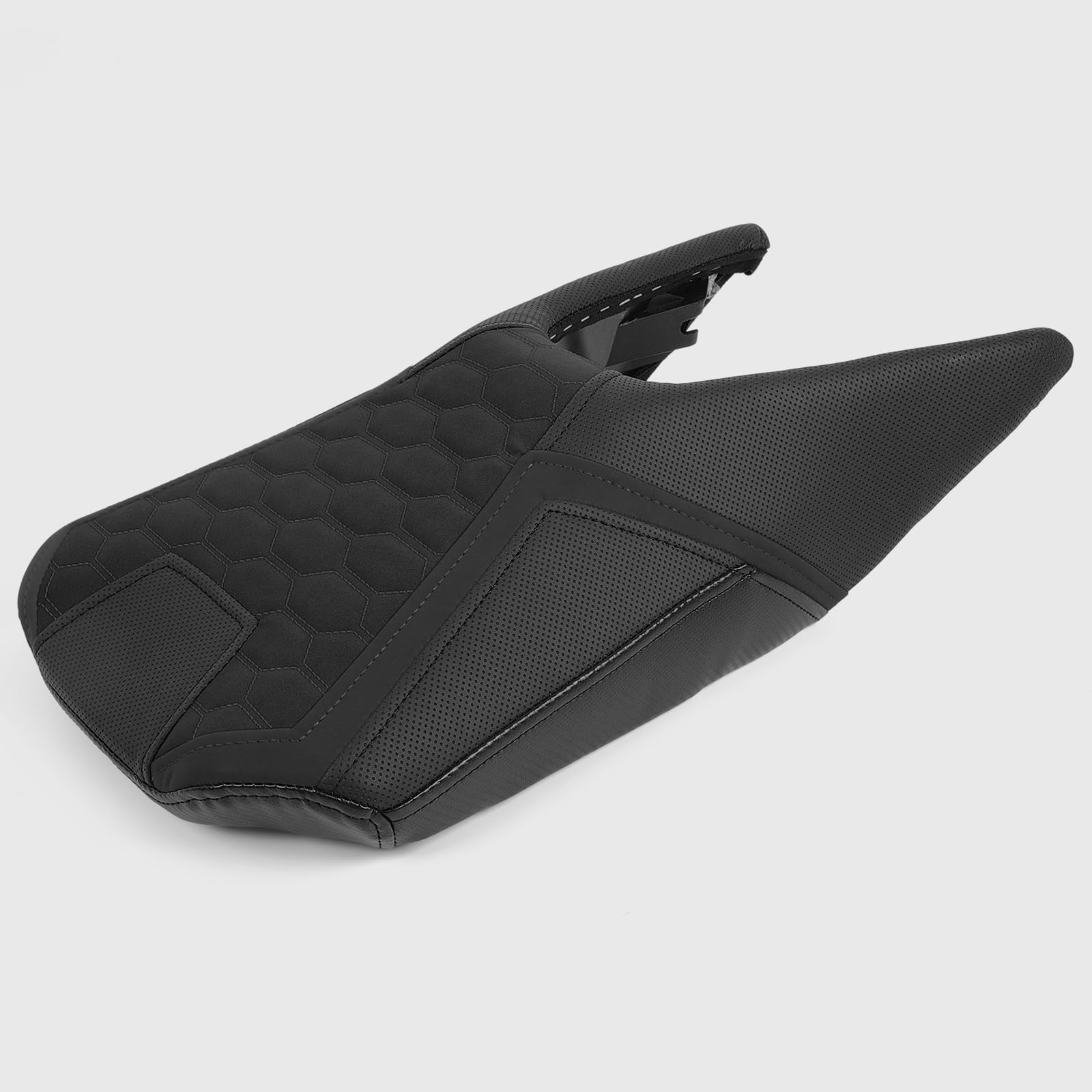 WOOGA Coussin de siège de Passager Avant et arrière de Moto, Cuir synthétique de Capot adapté pour K&T&M Duke 390/125/250 Accessoires 2017-2023 (Avant Noir-Plus Haut 15MM)