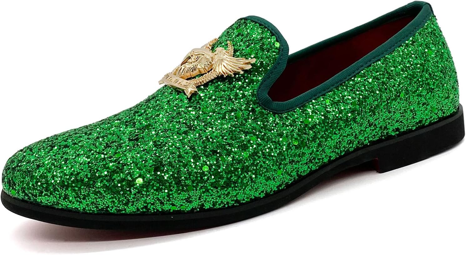 CMMMen's Glitter Loafers Shiny Slip On Dress Shoes Luxury Sparkling Studded Loafers