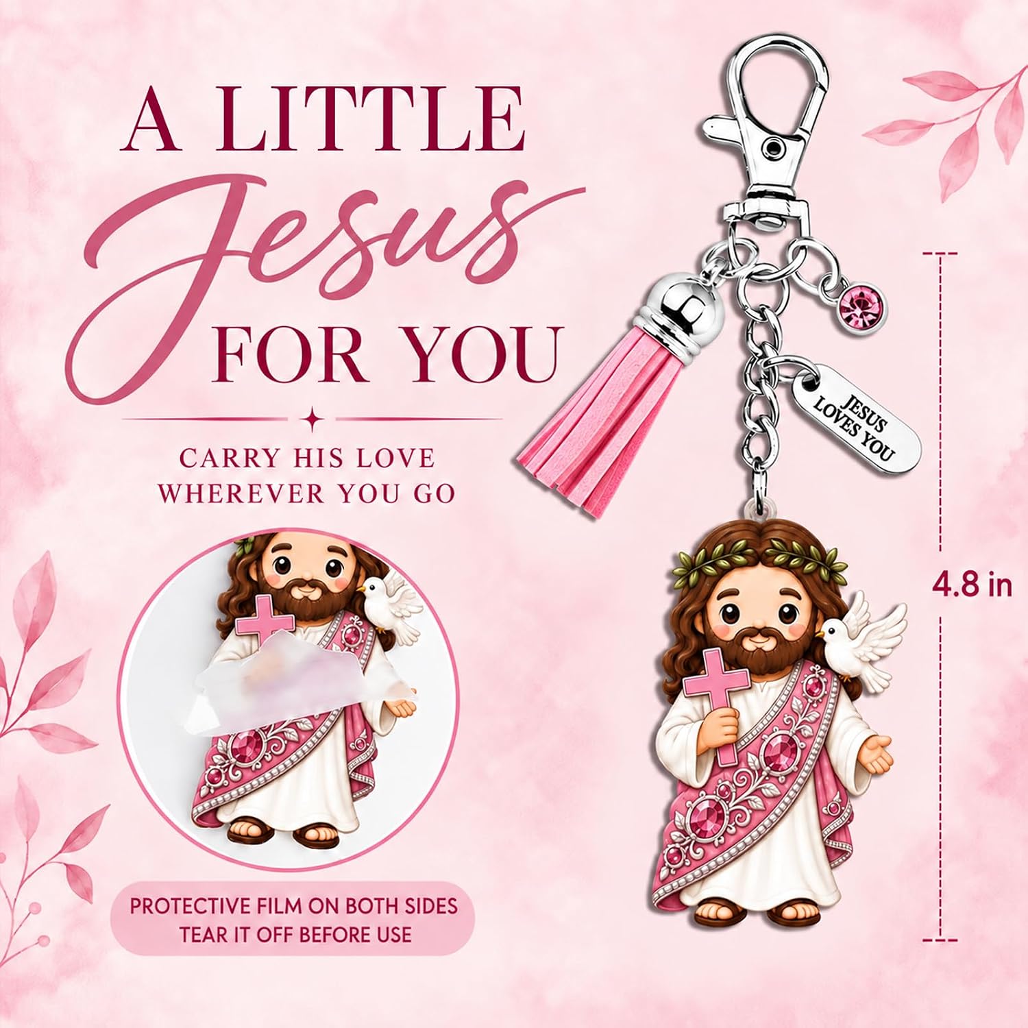 Little Jesus Keychain Jesus Gifts For Women Christian Keychains For Women image 5
