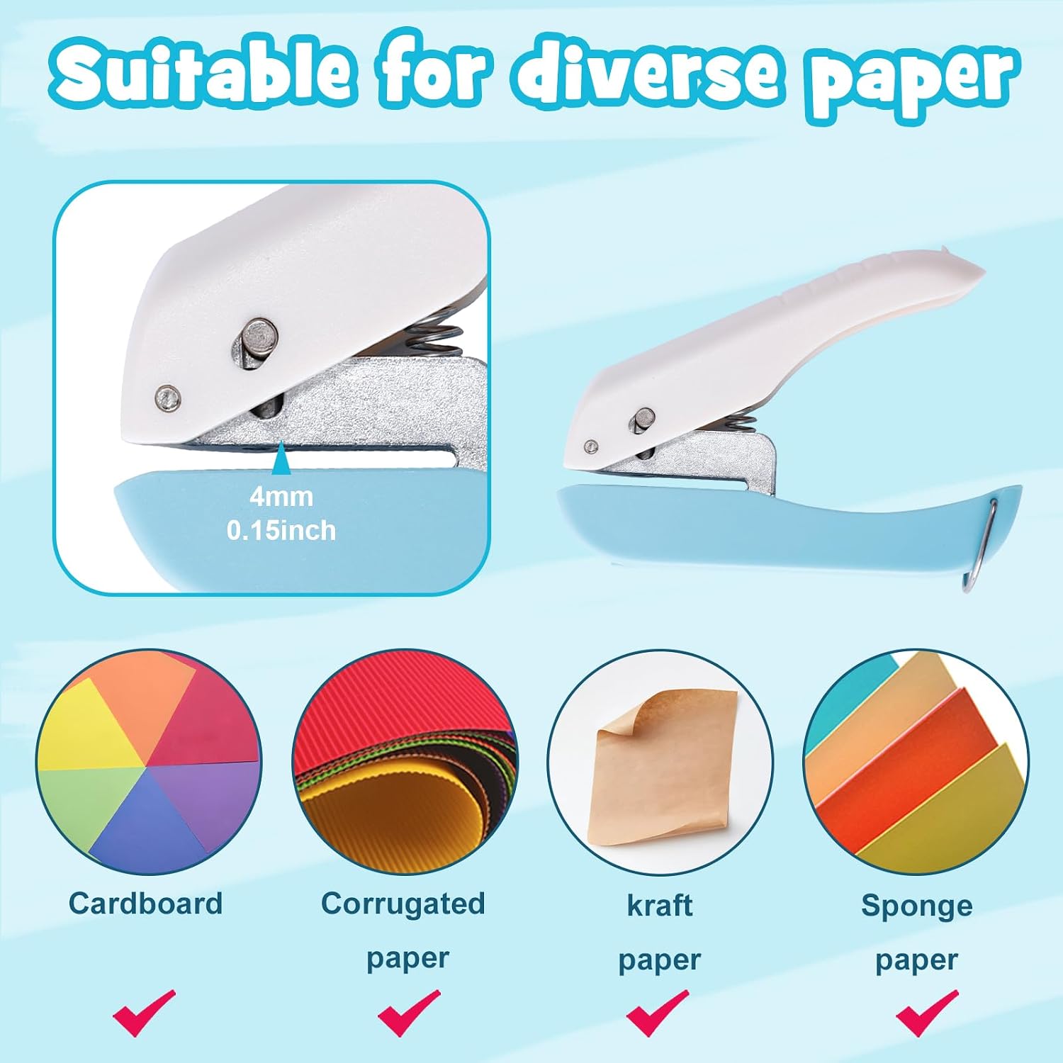 UCEC 2pcs Circle Handheld Hole Paper Punch, 1/4 Inch Punchers for Crafts image 5