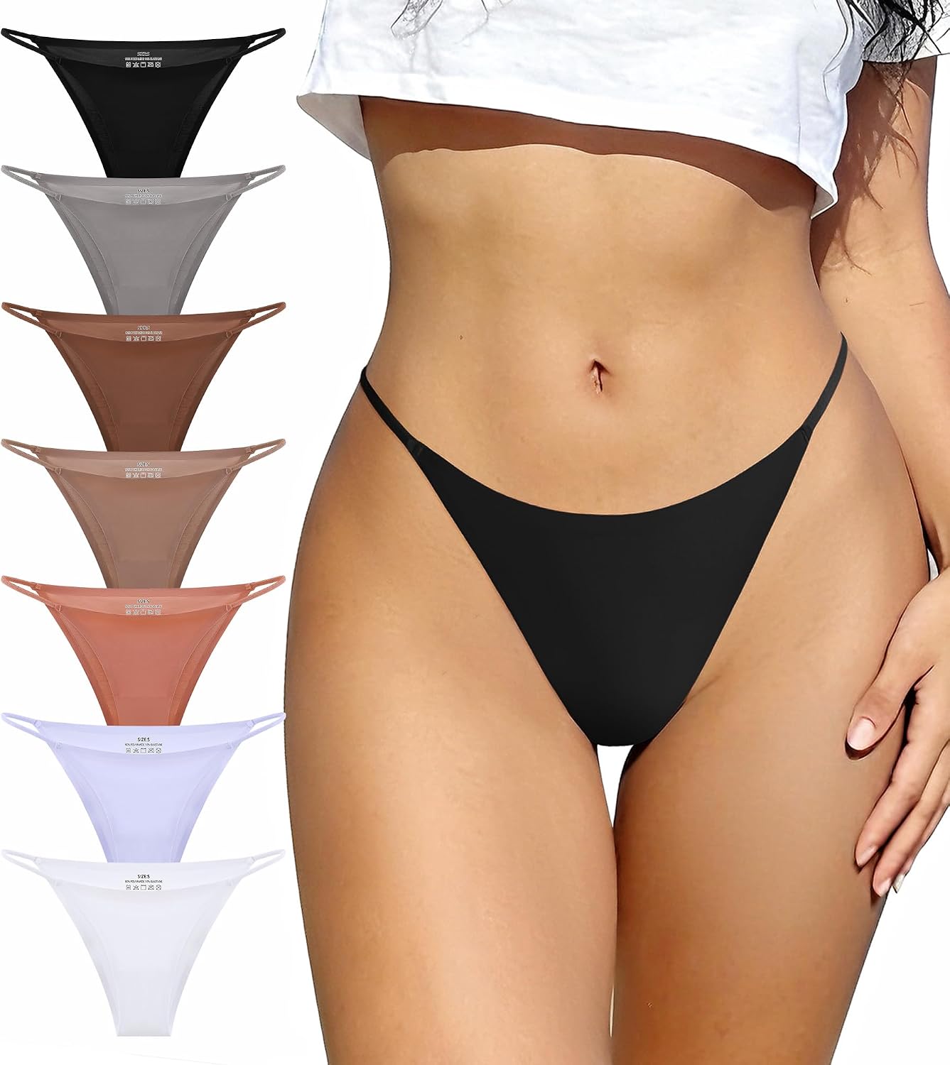 Seamless Underwear for Women 7 Pack | Sexy No Show Bikini Panties, Stretch Breathable, High Cut, Invisible Cheeky