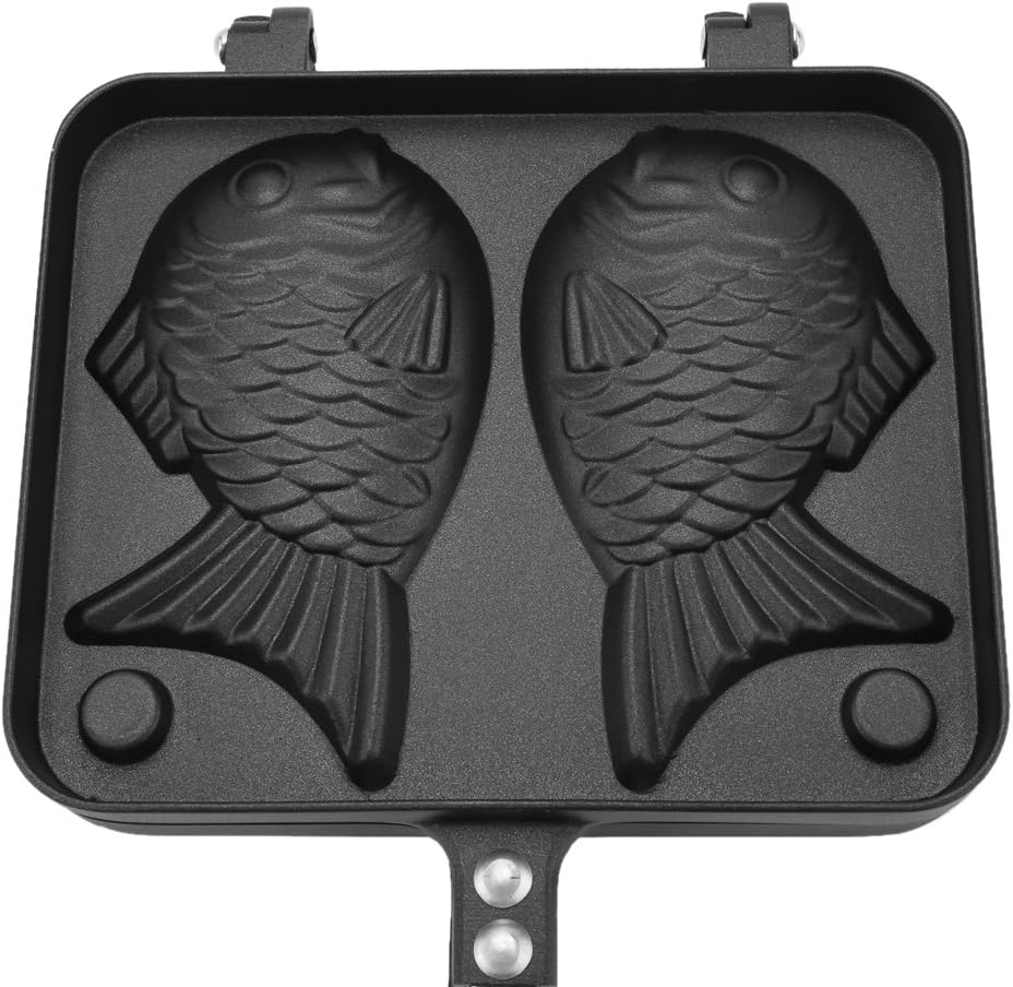 Taiyaki Fish-Shaped Cake Pan,Aluminium Alloy Japanese Traditional Bread Waffle Maker with 2 Sided Fish Shape Aluminium Alloy Mold - Image 5