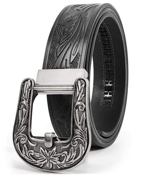 BELTROAD Mens Ratchet Western Belt Leather Cowboy Belts for Men with Automatic Western Buckle Belt for Jeans Christmas