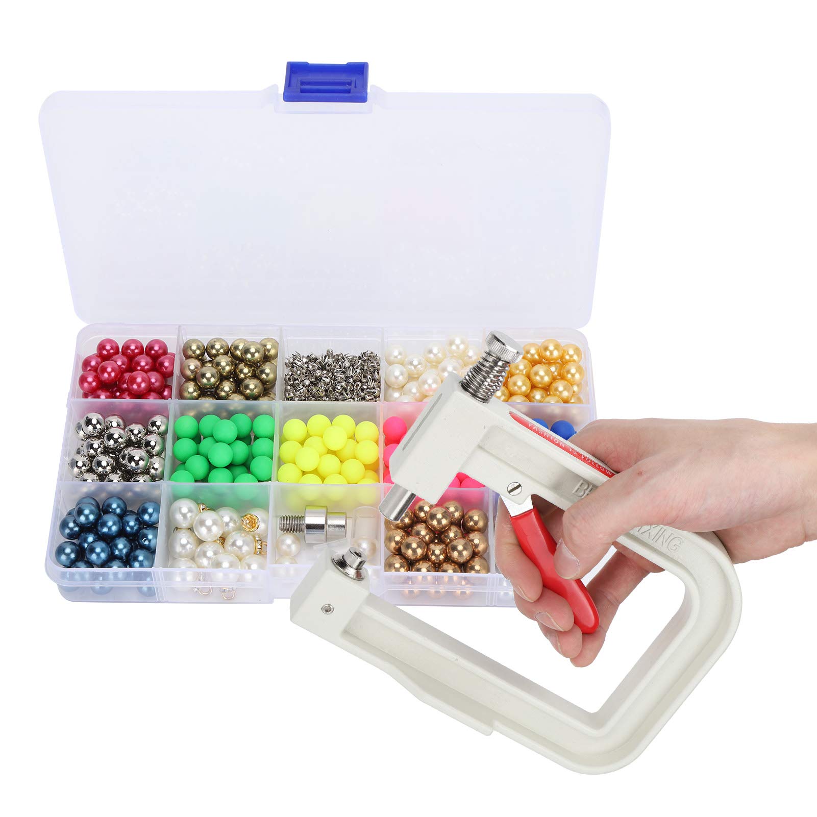Koralik DIY Kolorowy nieporowaty Perłowy Zestaw dekoracji odzieży do bagażu z prasą ręczną KQ 012 do torebek Ubrania Buty Szale Biżuteria Wyroby skórzane Plastik 8mm 360 sztuk